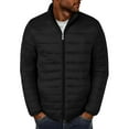 thumbnail image 1 of Winter Jackets for Men Casual Long Sleeve Qulited Jacket with Pockets Fuzzy Fleece Zip Up Coat, Black, M, 1 of 5