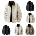 thumbnail image 1 of Winter Jackets for Men Casual Zippered Lapel Collar Multi Pocket Warm Outerwear Long Sleeved Hoodless Button Windbreaker Jacket Fashion Casual Coats, 1 of 8