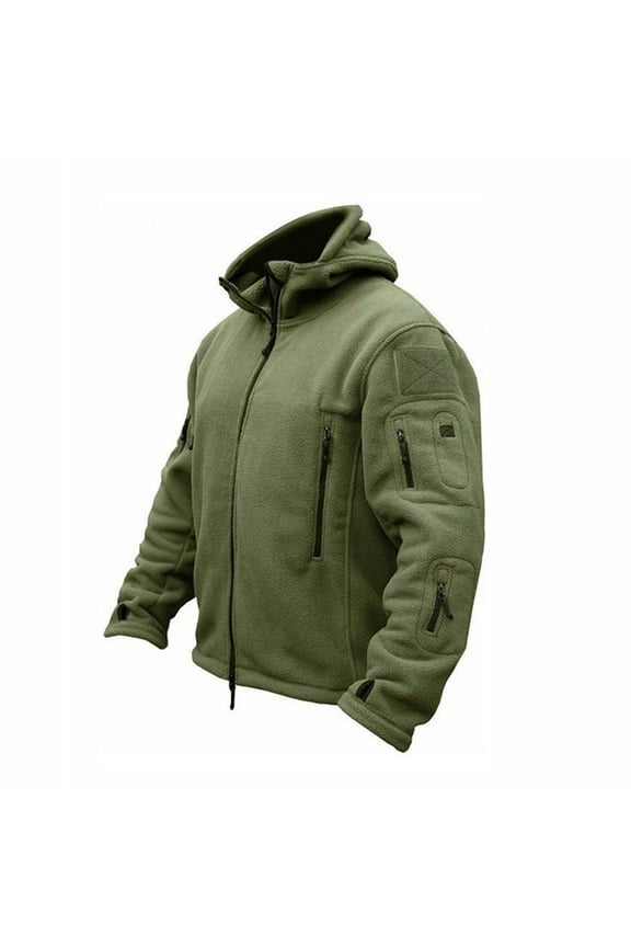 Winter Jackets for Men Outdoor Warm Inner Liner Fleece Jacket Men's Cold Proof Stormsuit Hood Jacket Solid Color Hooded Jacket Green 10(XL)