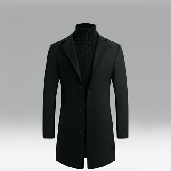 Winter Jackets for Men, Fall/winter New Style Plus Cotton Solid Color Woolen Lapel Overcoat Jacket