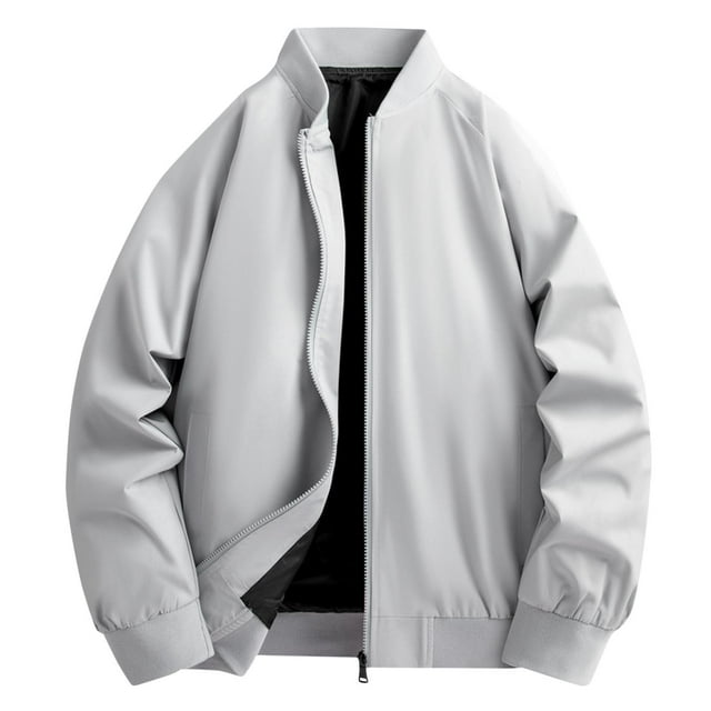 Winter Jackets for Men Fashion Casual Coat Solid Color Zipper Pockets Long Sleeve Outwear Coat
