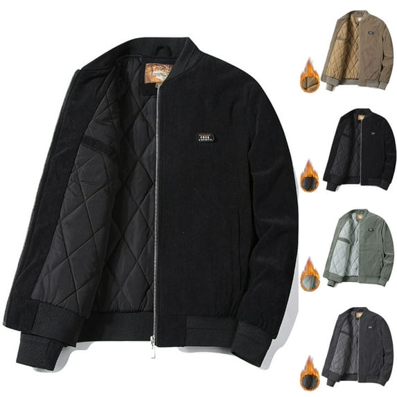 Winter Jackets for Men Fashion Casual Coats Color Block Zipper Pockets Long Sleeve Hoodless Outwear