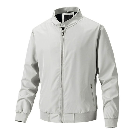 Winter Jackets for Men Fashion Casual Solid Color Coats Zipper Pockets Long Sleeve Hoodless Casual Outwear