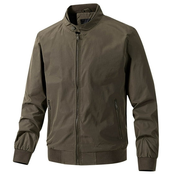 Winter Jackets for Men Fashion Casual Solid Color Coats Zipper Pockets Long Sleeve Hoodless Casual Outwear