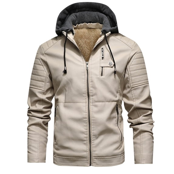 Winter Jackets for Men Fashion Casual Solid Color Zipper Pockets Long Sleeve Hooded Denim Outwear Coat
