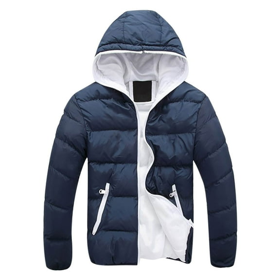 Winter Jackets for Men Lightweight Puffer Jacket Zip up Padded Coat Packable Down Jacket Quilted Insulated Jacket Dark Blue XL