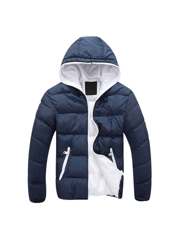 Winter Jackets for Men Lightweight Puffer Jacket Zip up Padded Coat Packable Down Jacket Quilted Insulated Jacket Dark Blue XXXXL