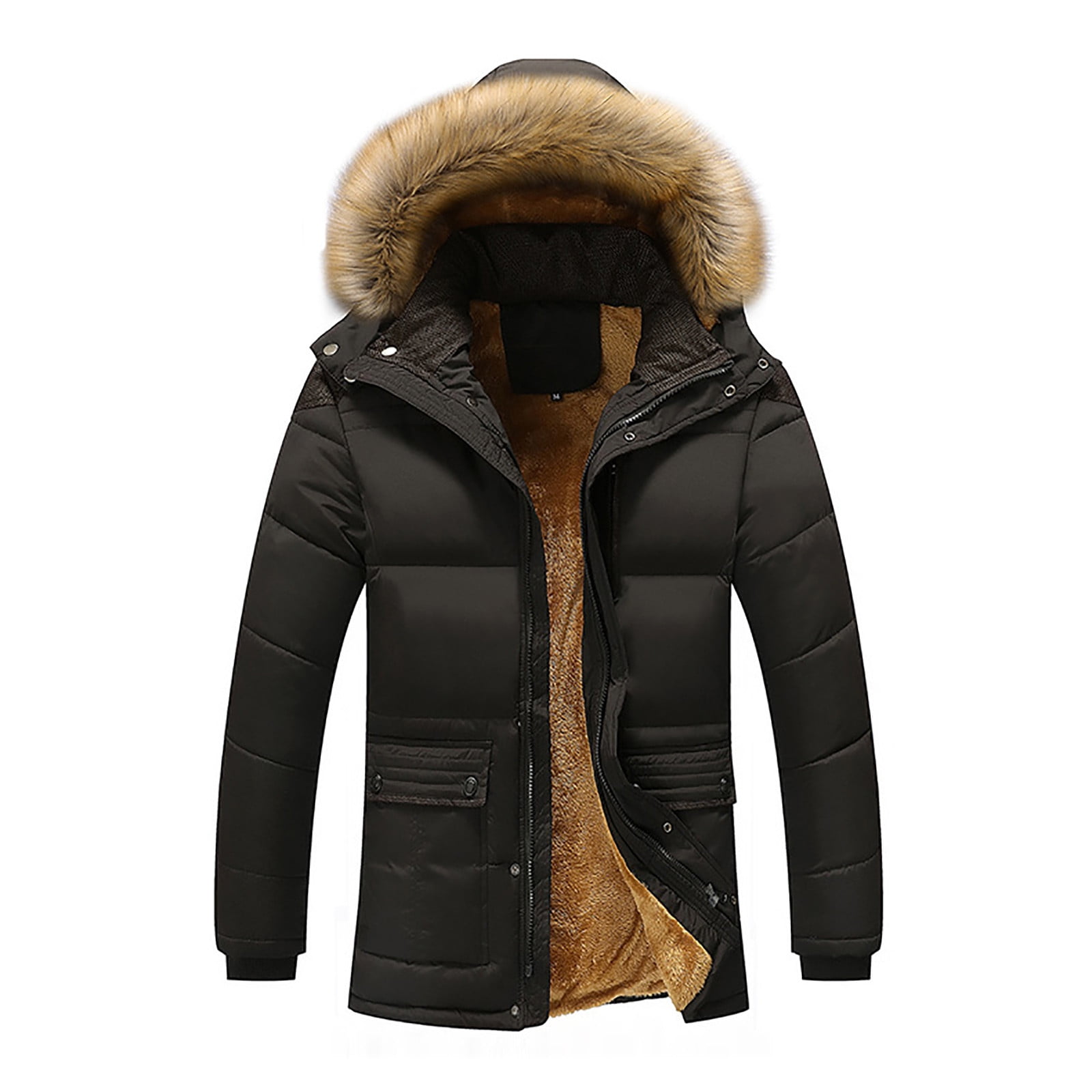 Yyelv 2022 Autumn Winter Men Fur Jackets Casual Solid Fashion Vintage Warm Vestes Coats High Quality S-5xl Winter Jacket Men XXXL Brown