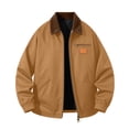 thumbnail image 1 of Winter Jackets for Men Solid Color Turndown Collar Loose Casual Jacket Long Sleeve Warm Outerwear With Pockets Daily Winter Wear, 1 of 7