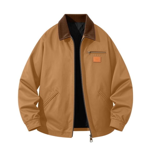 Winter Jackets for Men Solid Color Turndown Collar Loose Casual Jacket Long Sleeve Warm Outerwear With Pockets Daily Winter Wear