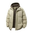thumbnail image 1 of Winter Jackets for Men Thicken Thermal Jacket Quilted Lined Windproof Mock Two Pieces Casual Streetwear Urban Outdoor Daily Wear,Brown,XL, 1 of 5