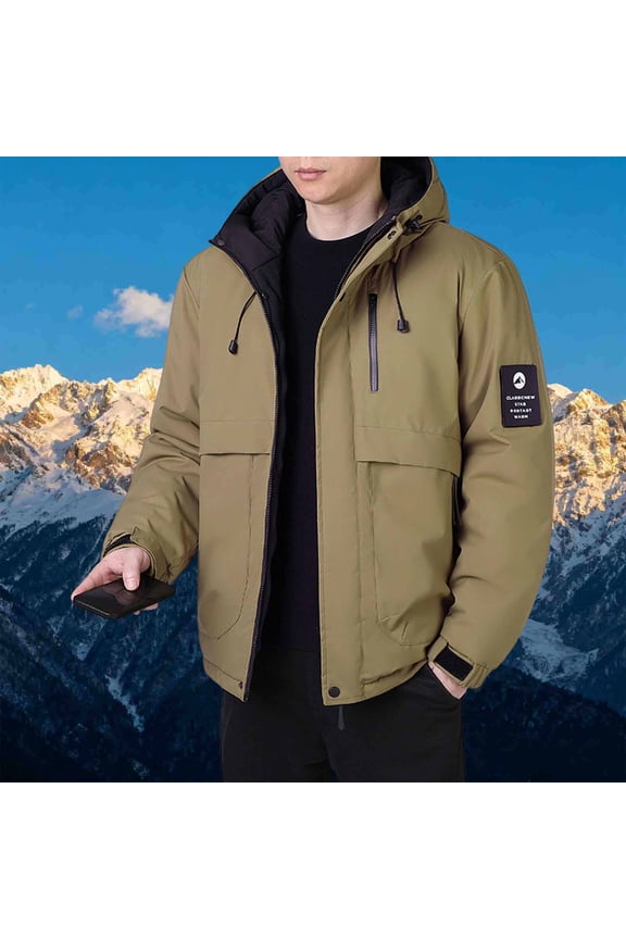 Winter Jackets for Men Windproof Thermal Hooded Quilted Jacket Thicken Insulated Warm Streetwear Casual Winter Coats with Pockets,Brown,L