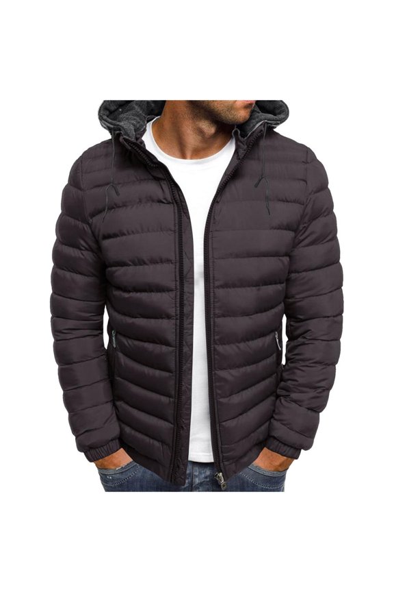 Winter Jackets for Men Zip up Quilted Jacket Hoodie Padded Winter Coat Packable Jacket Warm Insulated Jacket 2025, Limited Time Offer