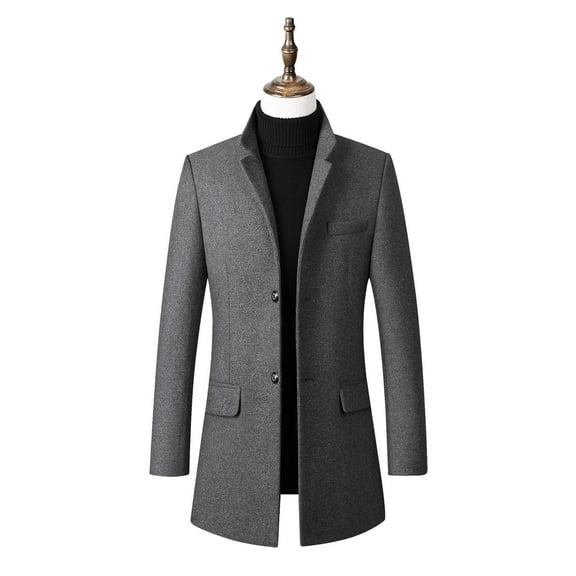 Winter Jackets for Men without Hood Men's-breasted Solid Color Fashion Suit Business Casual Suit Wool Coat