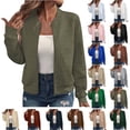 thumbnail image 1 of Winter Jackets for Women Casual Solid Long Sleeved Zipper Lightweight Windbreaker Jacket Top Outwear Coat, 1 of 8