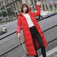 thumbnail image 1 of Winter Jackets for Women Clearance Women's Fashion Winter Long Coat Hooded Keep Warm Cotton Long Sleeve Self-cultivation, 1 of 3