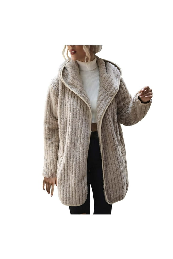 Winter Jackets for Women Double Sided Faux Fur Jacket Winter Sherpa Coat Winter Cardigan Jackets Fuzzy Fleece Outwear Jackets for Women