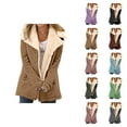 thumbnail image 1 of Womens Winter Jacket Long Sleeve Suede Notch Collar Thermal Button Cardigan Coat with Pockets Outerwear, 1 of 5