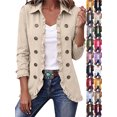 thumbnail image 1 of Winter Jackets for Women Long Sleeve Ruffled Edge Double Breasted Shirt Jacket Open Front Blouse for Daily Wear, Office & Weekend, 1 of 9