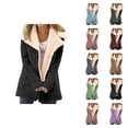 thumbnail image 1 of Winter Jackets for Women Long Sleeve Suede Button Thick Warm Notch Collar Cardigan Coat Outerwear with Pockets, 1 of 5