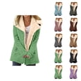 thumbnail image 1 of Winter Jackets for Women Long Sleeve Suede Button Thick Warm Notch Collar Cardigan Coat Outerwear with Pockets, 1 of 5