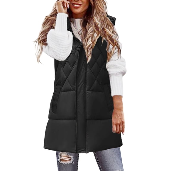 Winter Jackets for Women Longline Quilted Vest With Drawstring Waist Hooded Sleeveless Jacket For Winter Warmth And Style Winter Coats for Women