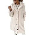 thumbnail image 1 of Winter Jackets for Women Plus Size Loose and Winter Wool Long Sleeved Lapel Wool Medium Long Coat, 1 of 5