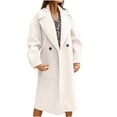 thumbnail image 1 of Winter Jackets for Women, Solid Lapel Button Up Pocketed Breasted Trench Coat Long Outwear, 1 of 9