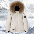 thumbnail image 1 of Winter Jackets for Women Windproof Puffer Parka Jackets for Men Thicken Warm Padded Jackets with Faux Fur Hood Casual Outdoor Ski,Khaki,S, 1 of 9