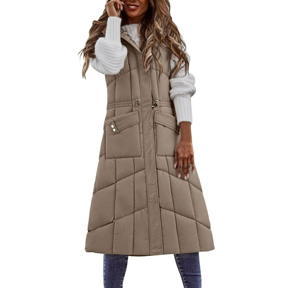 Winter Jackets for Women Women Long Sleeveless Reversible Down Coat Winter Warm Plus Size Quilted Vest Outerwear Jacket Winter Coats for Women
