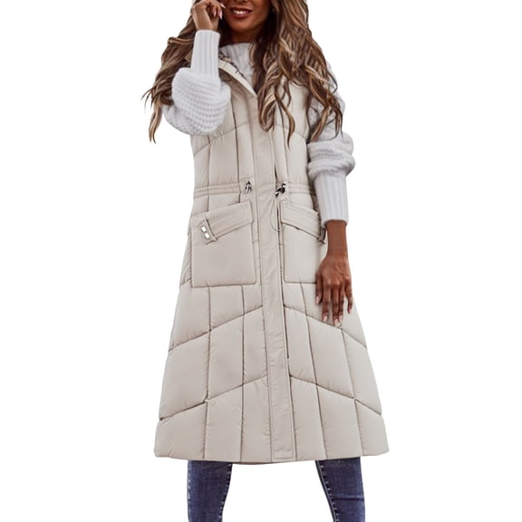 Winter Jackets for Women Women Long Sleeveless Reversible Down Coat Winter Warm Plus Size Quilted Vest Outerwear Jacket Winter Coats for Women