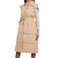 thumbnail image 1 of Winter Jackets for Women Women Long Waist Flattering Vest For Hooded Knee Length Quilted Gilet With Drawstring Ties Winter Coats for Women, 1 of 5