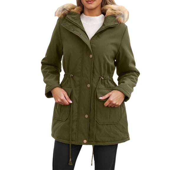 Winter Jackets for Women Women Winter Elegant Waist Detailing Mid Length Thickened Warm Coat Winter Coats for Women
