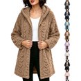 thumbnail image 1 of Winter Jackets for Women Zip Up Oversized Hooded Double-sided Velvet Long Sleeved Versatile Jacket Top, 1 of 9
