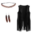 thumbnail image 1 of Winter Jackets for Women with Accessories Autumn Faux Suede Ethnic Sleeveless Tassel Fringed Vest Cardigan Smocking Dress, 1 of 5