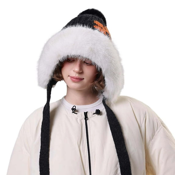 Winter Jacquard Hat With Large Ear For Cold Weather And Comfortable Fit Womens Knit Beanie Hat Fleece Lined Winter