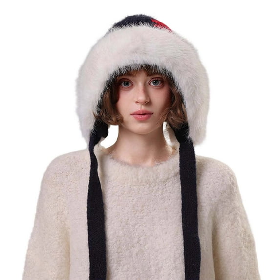 Winter Jacquard Hat With Large Ear For Cold Weather And Comfortable Fit Womens Knit Beanie Hat Fleece Lined Winter