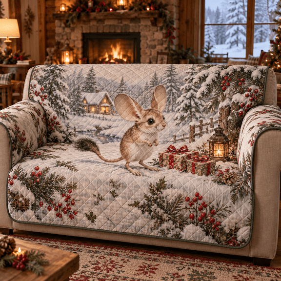 Winter Jerboa Christmas Quilted Sofa Cover