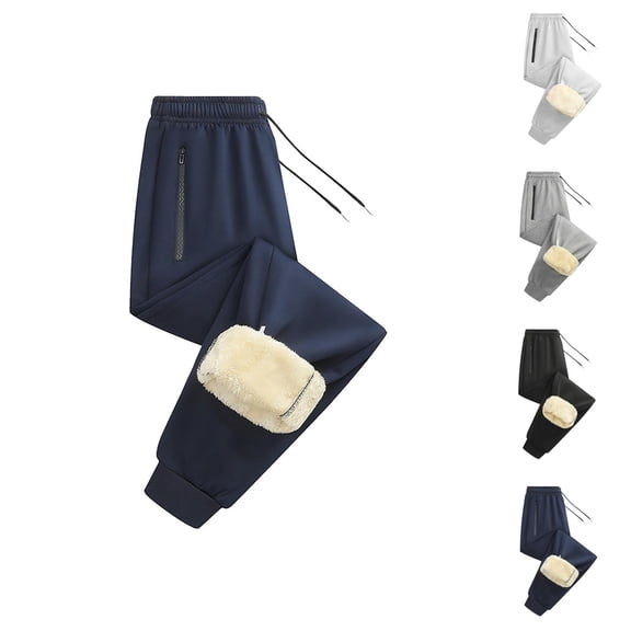 Winter Jogger Sweatpants for Men Lined Warm Elastic Waist Drawstring Comfort Joggers with Pockets Trousers