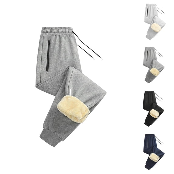 Winter Jogger Sweatpants for Men Lined Warm Elastic Waist Drawstring Comfort Joggers with Pockets Trousers
