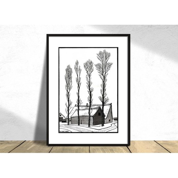 Winter Julie De Graag Vintage Poster Botanic Reproduction Retro Dutch Art Graphic Bw, Stretched Canvas 12x16in
