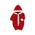 thumbnail image 1 of Winter Jumpsuits for Baby Girls Newborn Knitted Sets With Hood Infants Winter Solid Color Romper Sweater Suits (Red 0 Months), 1 of 5