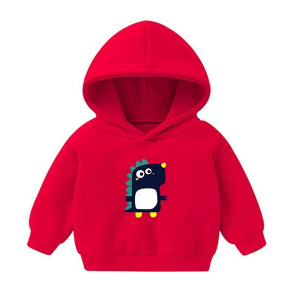 Winter Kids Clothes Solid Cartoon Printed Hoodies Pullover Sweatshirts Baby Boys Girls Outerwear Jackets