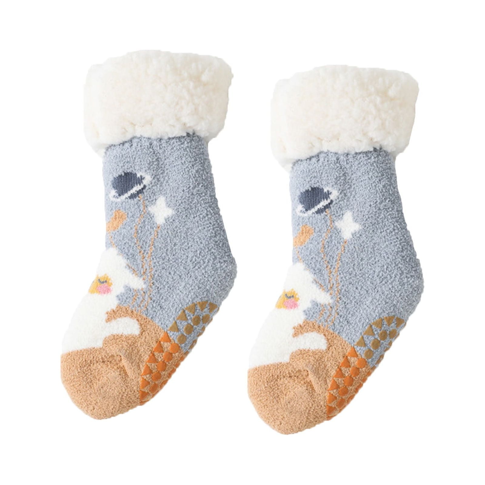 Winter Kids Fuzzy Slipper Socks Girls Boys Thermal Warm NonSkid Home Socks，Gifts for Christmas