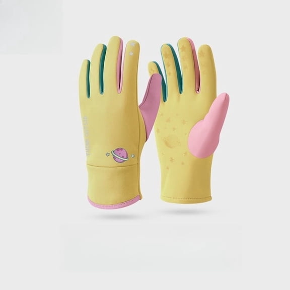 Winter Kids Gloves - Thermal Insulated Waterproof Snow Gloves with Gripper Palms, Cute Cartoon Pattern for Outdoor Play, Snow Sports & Biking