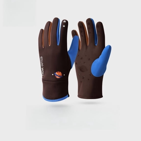 Winter Kids Gloves - Thermal Insulated Waterproof Snow Gloves with Gripper Palms, Cute Cartoon Pattern for Outdoor Play, Snow Sports & Biking