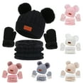 Winter Kids Hat Scarf Glove Set Knit Neck Warmer Mittens For Toddler