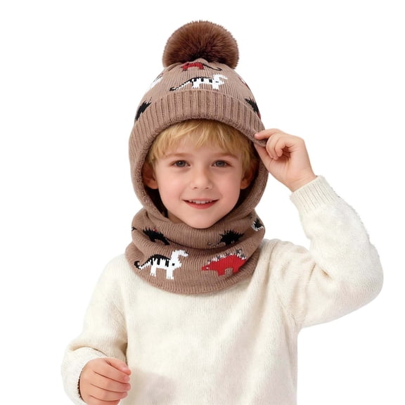 Winter Kids Scarf Lined Warm Neck Warmer Knitted Cap Boys Girls Cold Weather Clothes