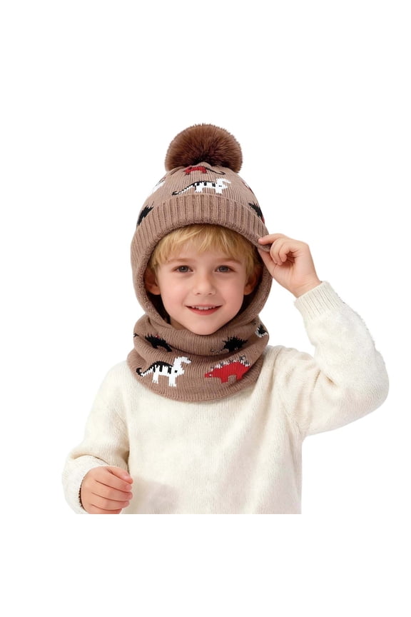 Winter Kids Scarf Lined Warm Neck Warmer Knitted Cap Boys Girls Cold Weather Clothes