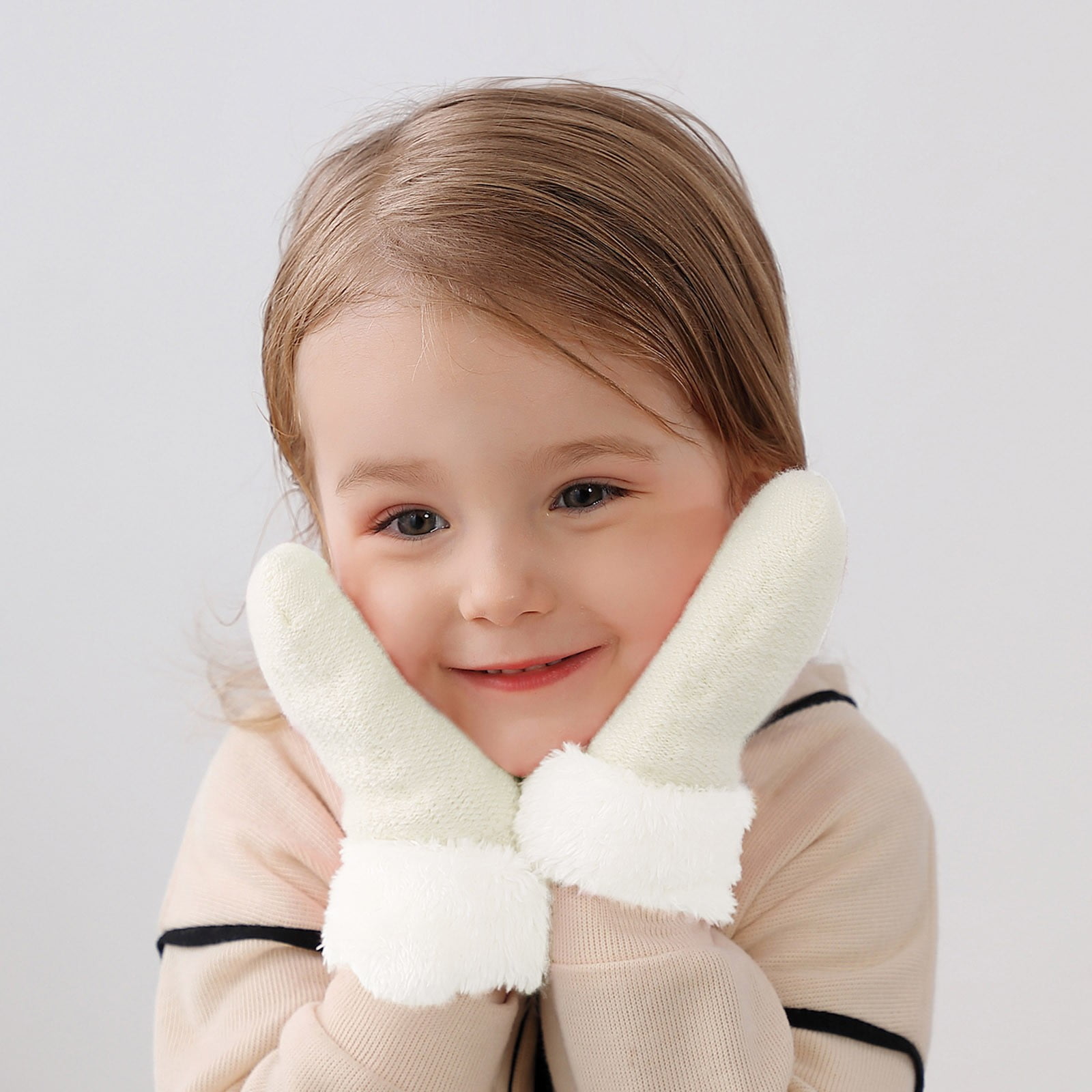 Winter Kids Warm Gloves Full Fingers Stretchy Knitted Ski Gloves Suit